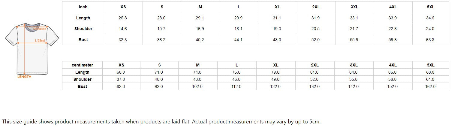 Size chart for Cowboy Horseshoe HUSTLE All-Over Print Men's O-Neck T-Shirt, detailing measurements for different sizes.